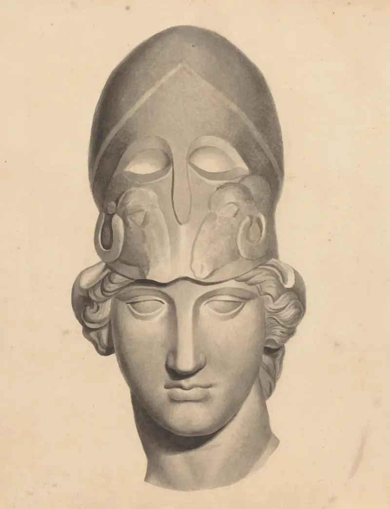 Antikt huvud med hjälm av John Flaxman