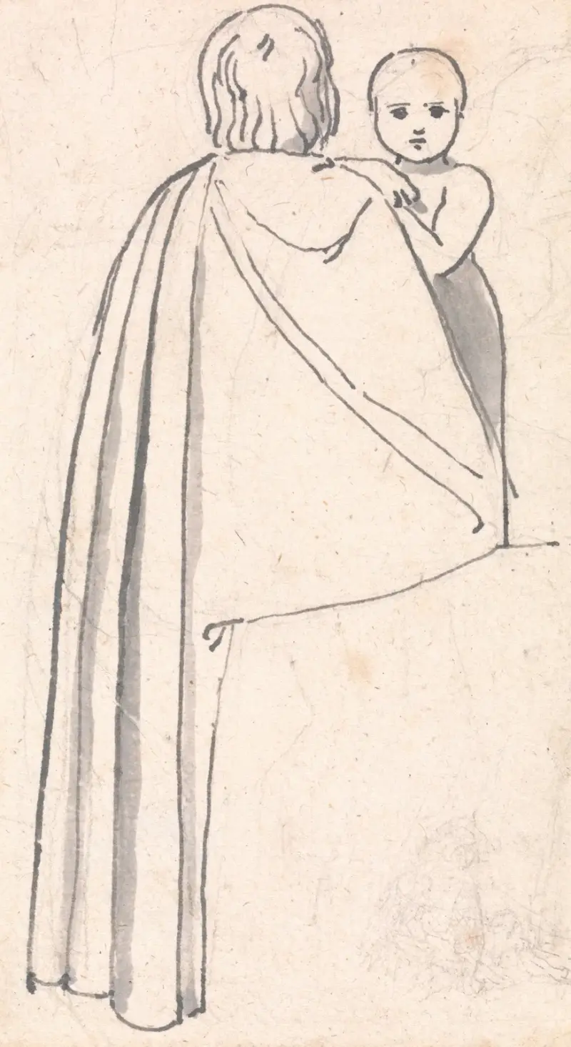 Ryggvy av en kvinna med barn som tittar över axeln av John Flaxman