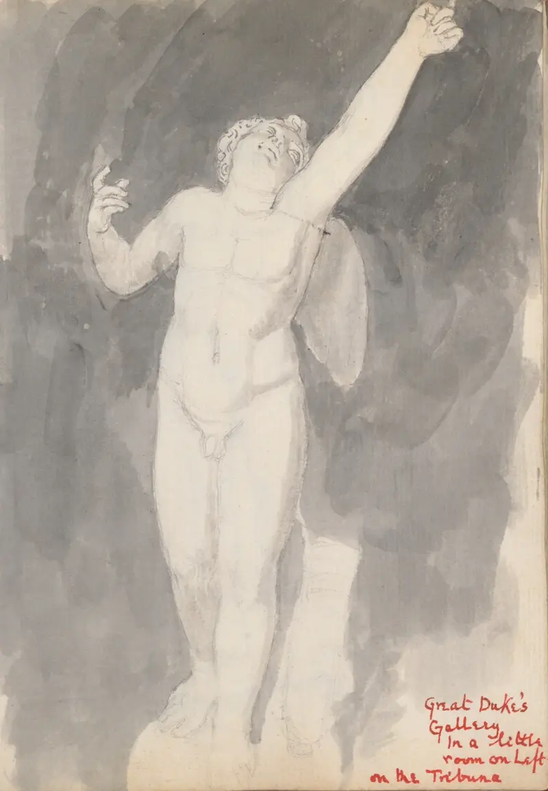 Amor som skjuter en pil, Uffizi, Florens av John Flaxman