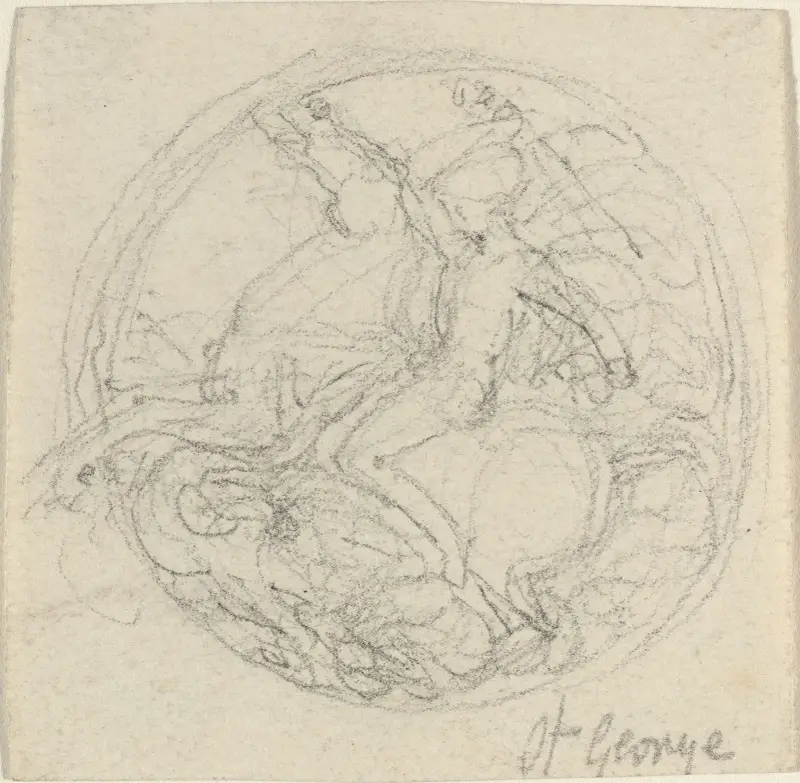 Design for a Medal Representing Saint George and the Dragon av John Flaxman