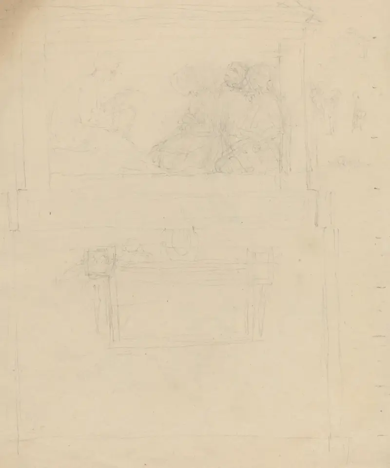 Förslag till monument över Sir William Jones (rektos och versos) av John Flaxman