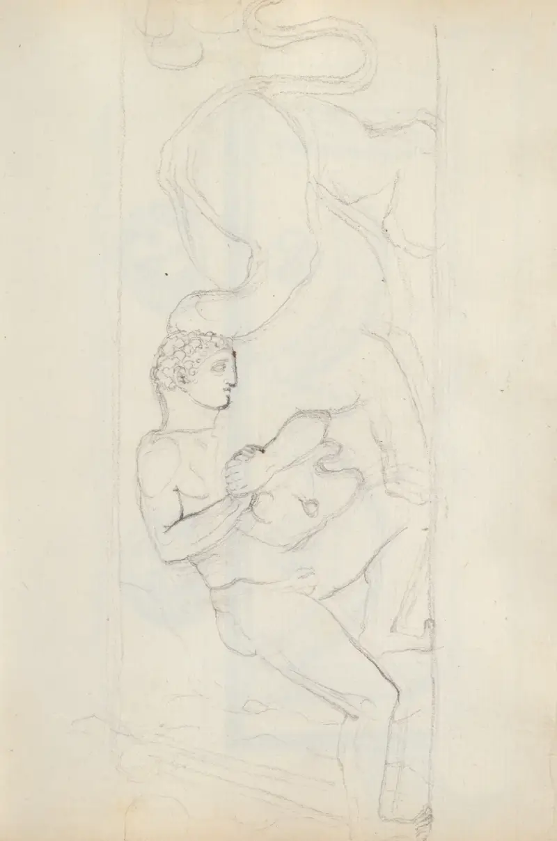 Herkules im Kampf mit dem Löwen, Kirche Santa Maria sopra Minerva, Rom von John Flaxman