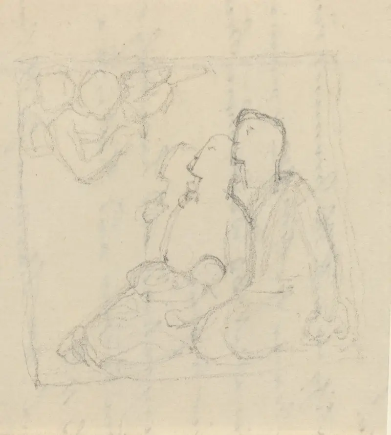 Den heliga familjen med änglar av John Flaxman
