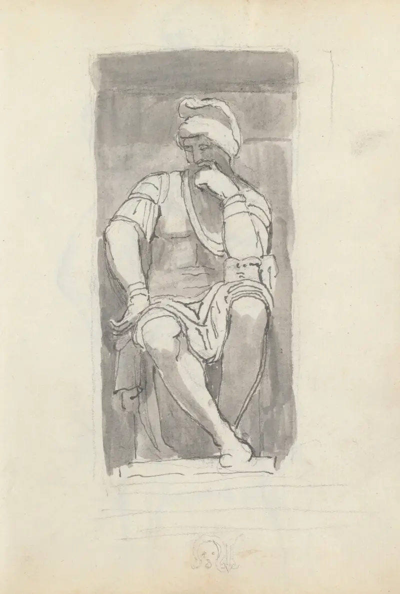 Lorenzo de' Medici av Michelangelo, från Lorenzo de' Medicis grav, kyrkan San Lorenzo, Florens av John Flaxman