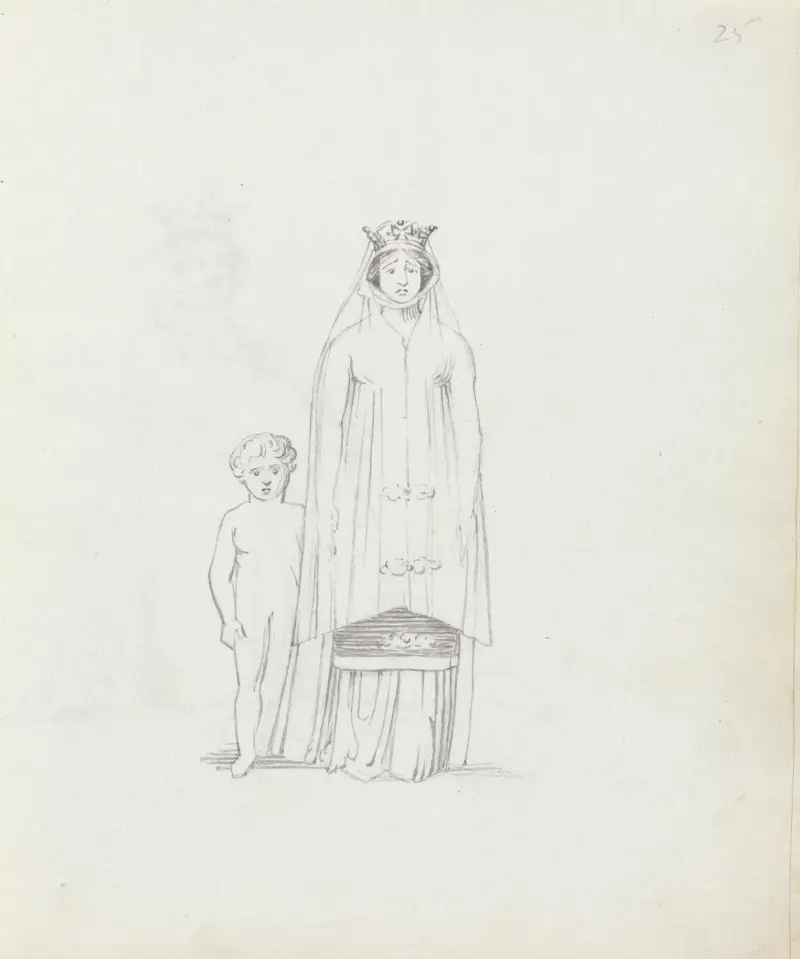 Mrs. Siddons with small boy (frontal view) av John Flaxman