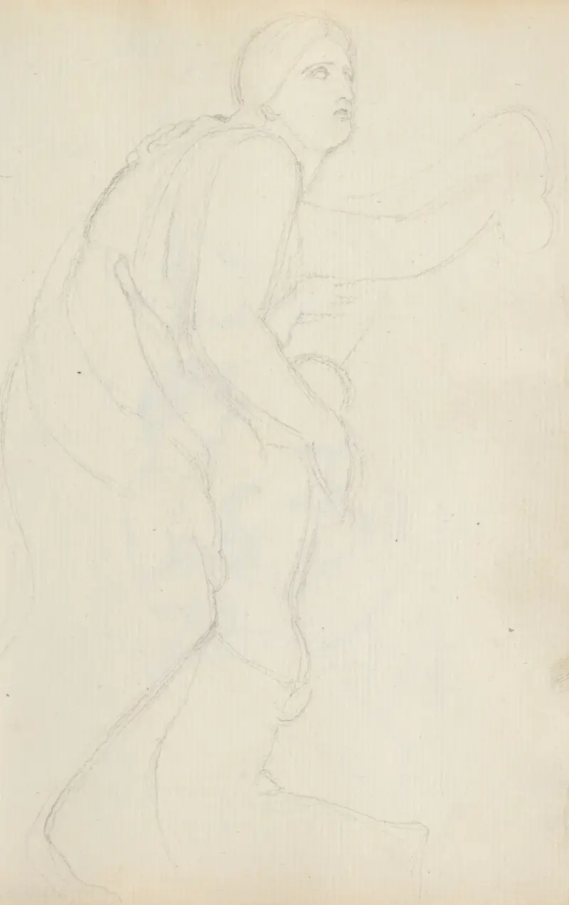 Niobe und ihre jüngste Tochter im Profil, Niobidengruppe, Villa Medici, Rom von John Flaxman