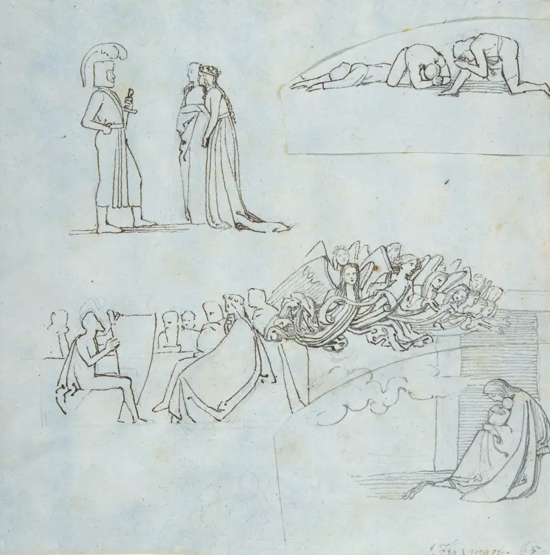 Blad med skisser av John Flaxman