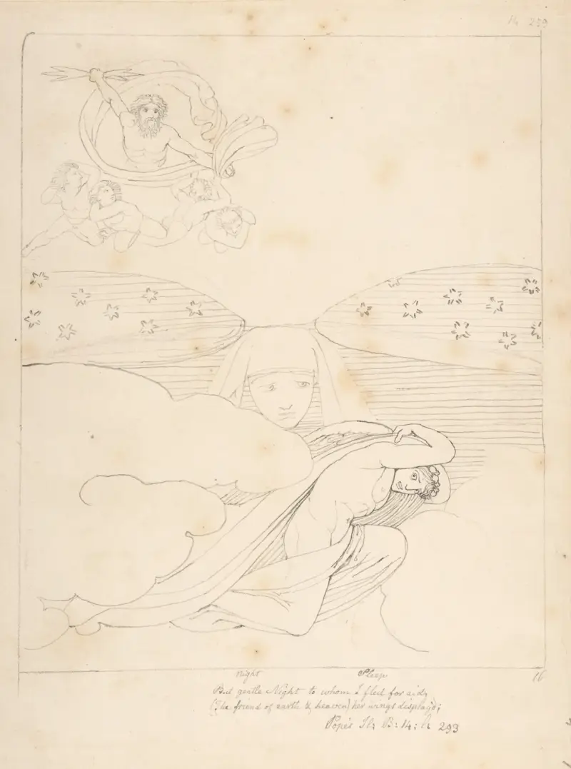 Sömnen flyr undan Jupiters vrede av John Flaxman