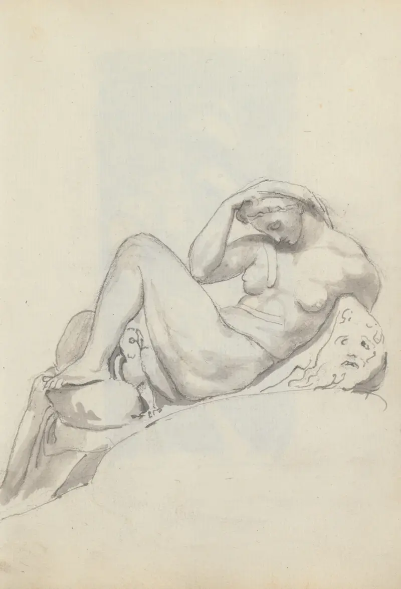 Studie Natten av Michelangelo, Giuliano de' Medicis grav, San Lorenzo, Florencie, John Flaxman