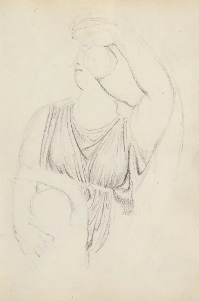 Studie av Niobe och hennes yngsta dotter från höger, Niobidgruppen, Villa Medici, Rom av John Flaxman