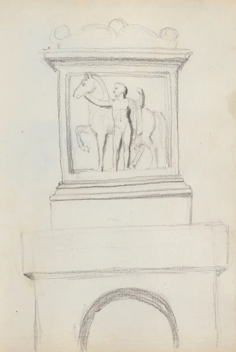 Förortens gravmonument med marmaraltare, på vägen mellan Rom och Tivoli av John Flaxman