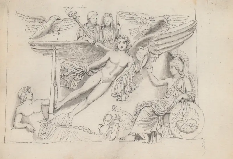 The Apotheosis of Antonius Pius and Faustina, Column of Antonius Pius, Piazza Montecitorio, Rome av John Flaxman