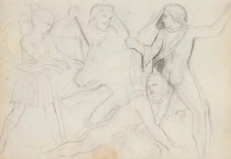 Jakten på det kalydonska vildsvinet, Meleagros-sarkofagen, Vatikanen, Rom av John Flaxman