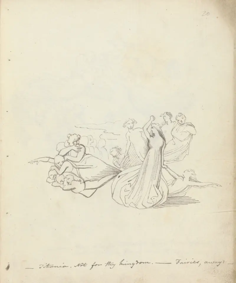 Titania. Not for thy Kingdom.–Fairies, away;— av John Flaxman