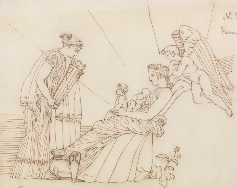 To Phoebus at His Birth, From Aeschylus, Furies av John Flaxman
