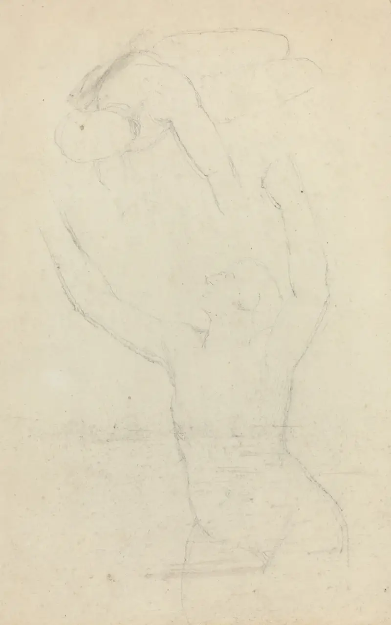 Zwei schwebende Figuren, die sich nacheinander ausstrecken von John Flaxman