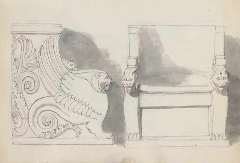 Dwa studia tronu Grzegorza Wielkiego w kościele San Gregorio Magno w Rzymie, John Flaxman