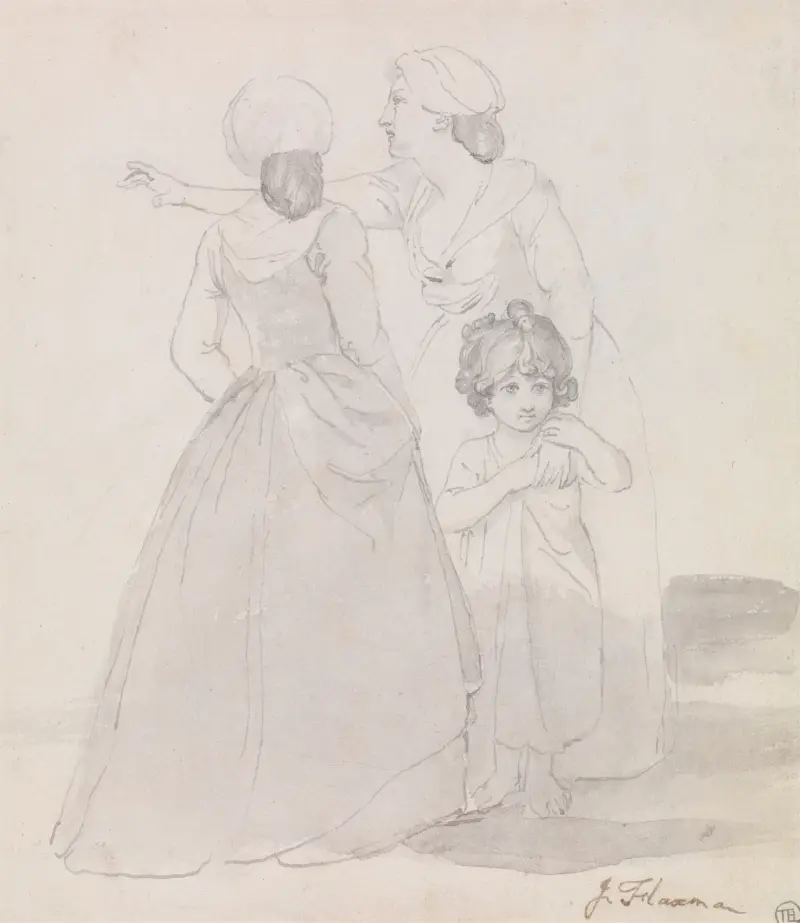 Två kvinnor och ett barn av John Flaxman