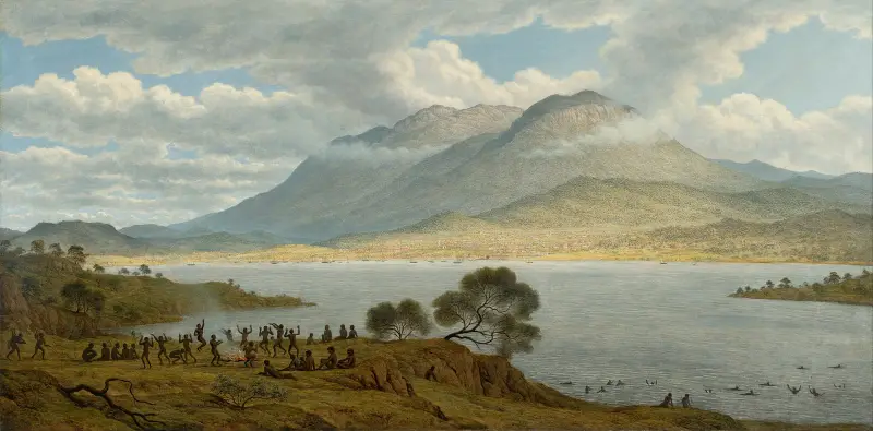 Mount Wellington and Hobart Town from Kangaroo Point av John Glover