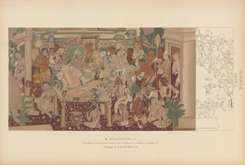 Målningarna i de buddhistiska grottemplen i Ajantâ, Khandesh, Indien, pl. 004 av John Griffiths