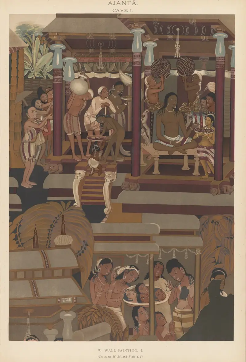 Målningarna i de buddhistiska grottemplen i Ajantâ, Khandesh, Indien, pl. 006 av John Griffiths