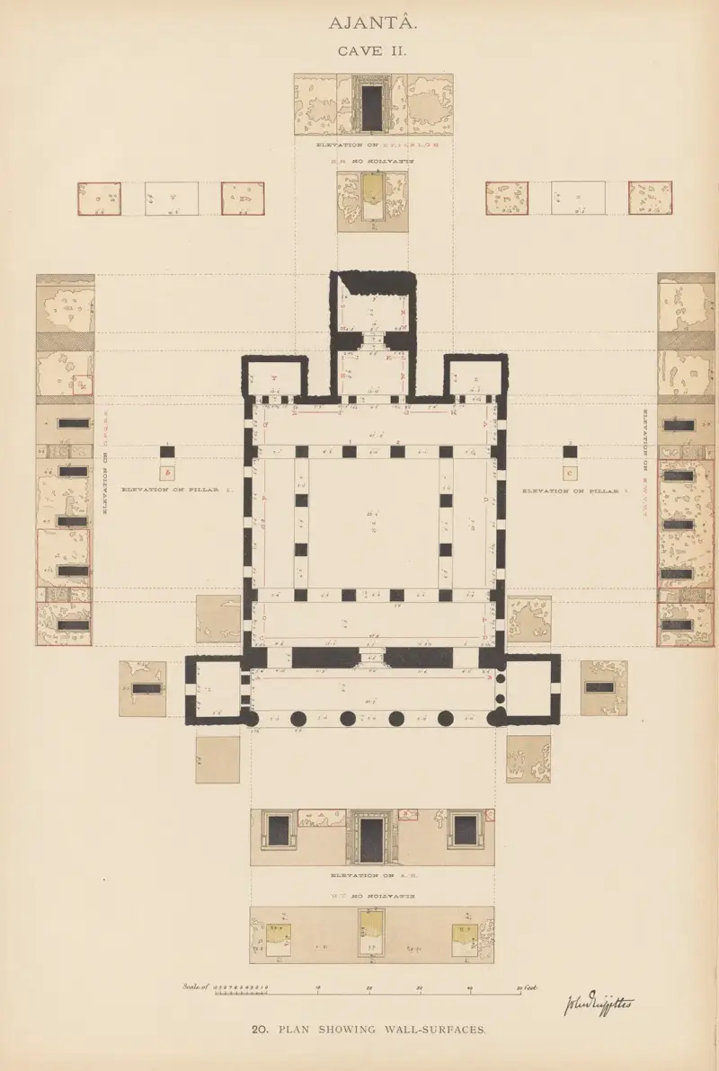 Die Wandmalereien in den buddhistischen Höhlentempeln von Ajantâ, Khandesh, Indien, Taf. 019 von John Griffiths