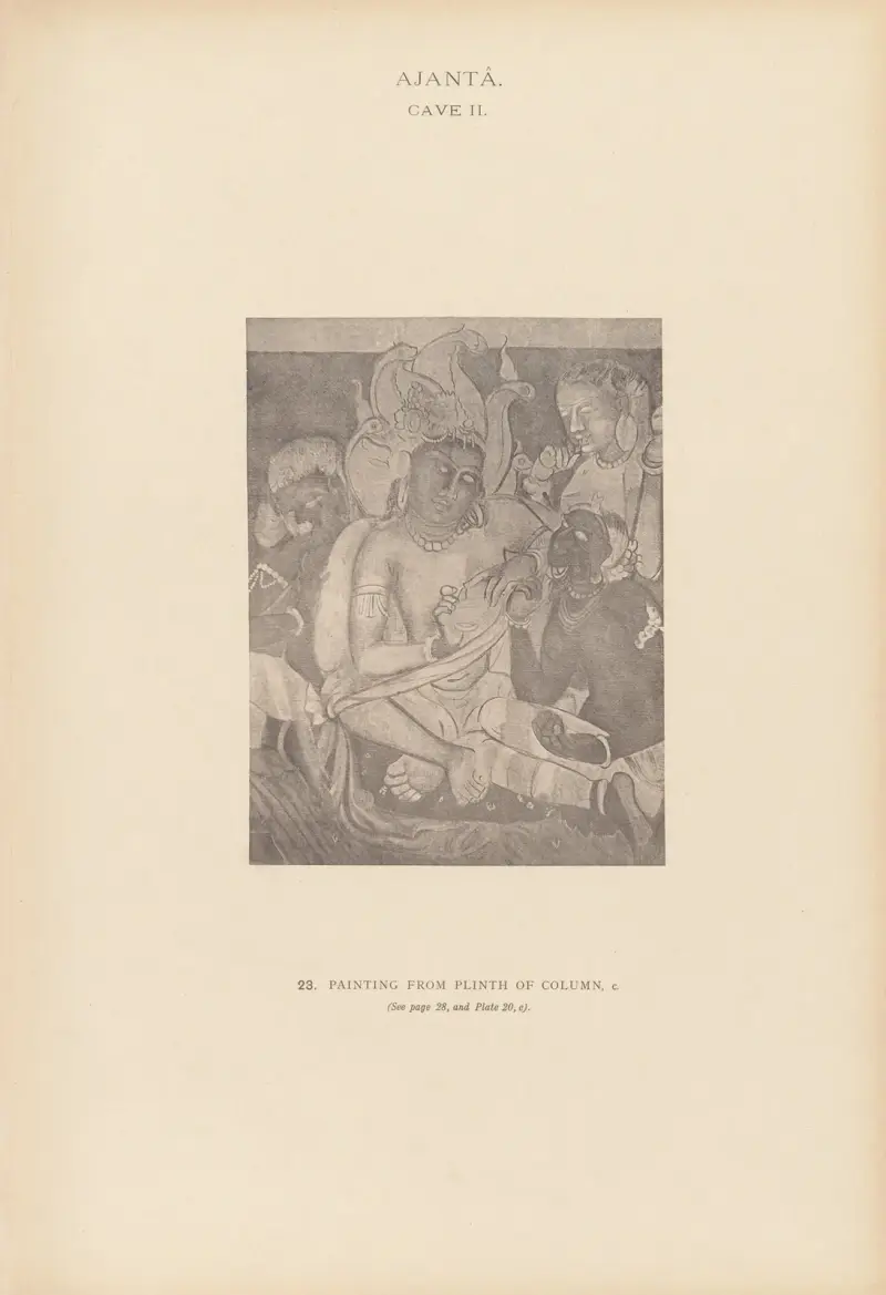 Målningarna i de buddhistiska grottemplen i Ajantâ, Khandesh, Indien, plansch 022 av John Griffiths