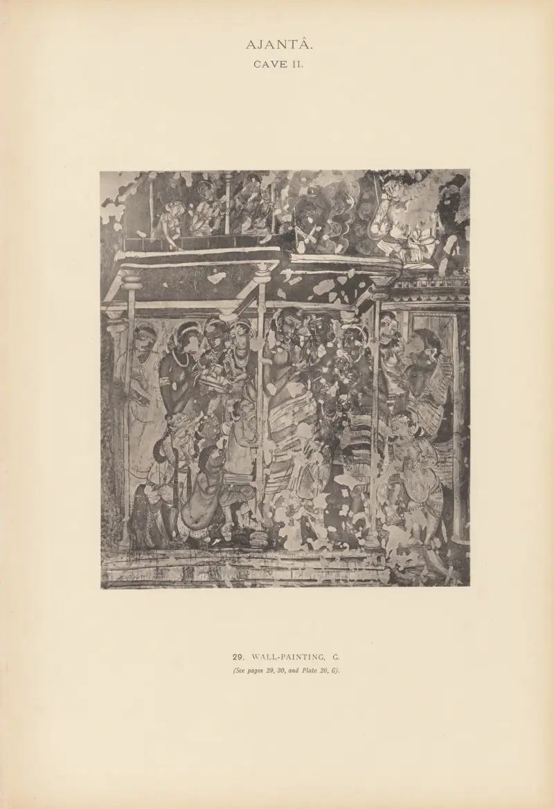 Målningarna i de buddhistiska grottemplen i Ajantâ, Khandesh, Indien, plansch 028 av John Griffiths