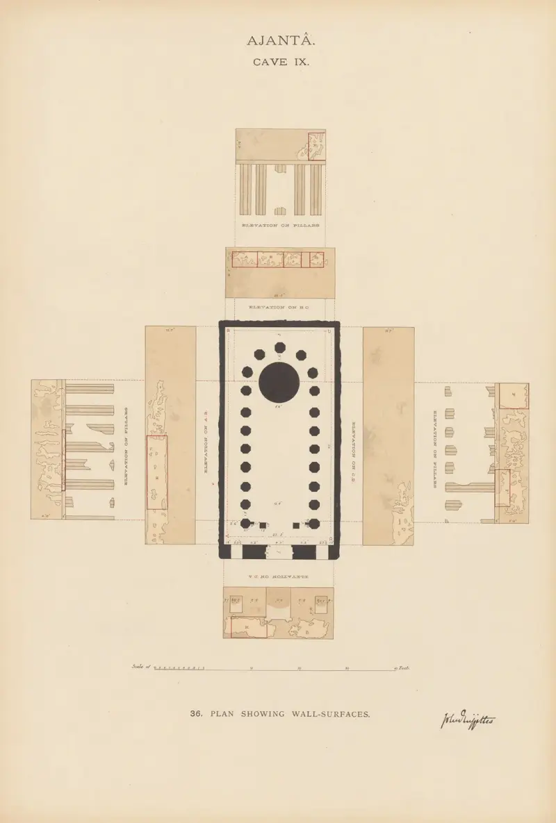 Målningarna i de buddhistiska grottemplen i Ajantâ, Khandesh, Indien, pl. 035 av John Griffiths