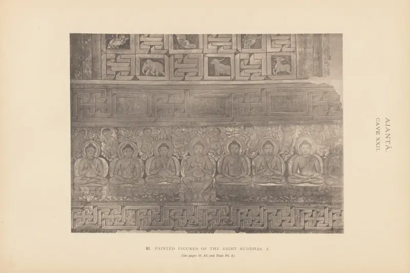 Die Wandmalereien in den buddhistischen Höhlentempeln von Ajantā, Khandesh, Indien Taf. 090 von John Griffiths