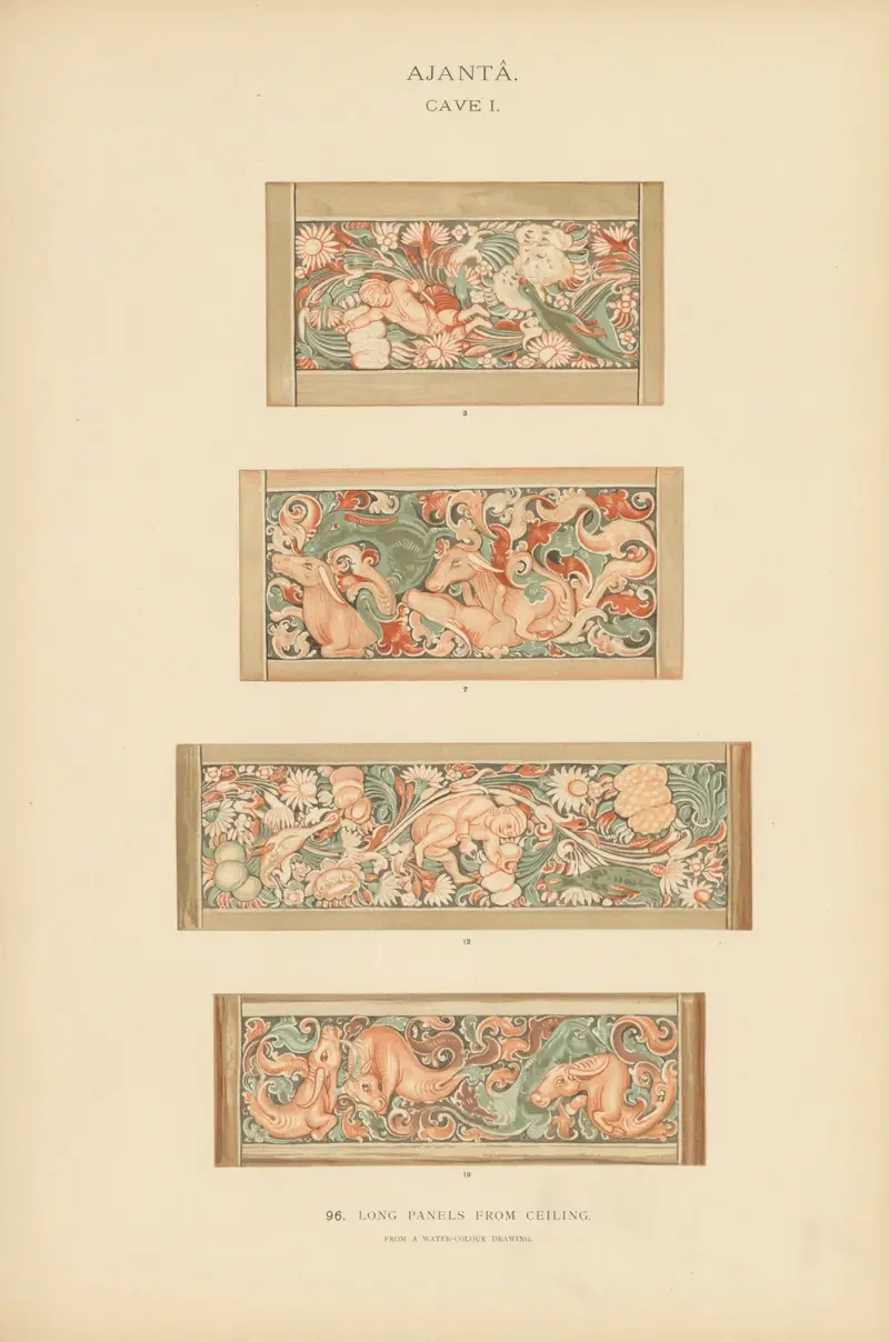 Die Malereien in den buddhistischen Höhlentempeln von Ajantâ, Khandesh, Indien, Taf. 95 von John Griffiths