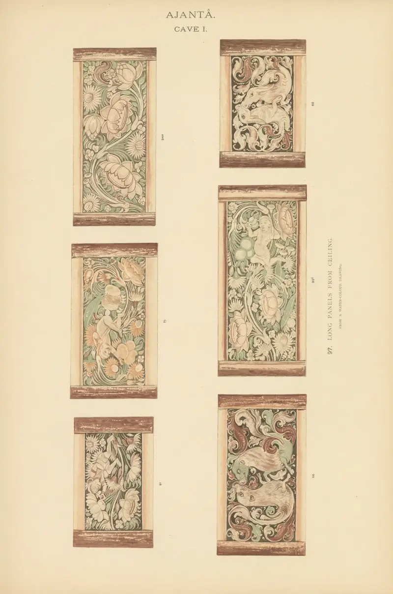 The paintings in the Buddhist cave-temples of Ajantâ, Khandesh, India Pl.096 av John Griffiths