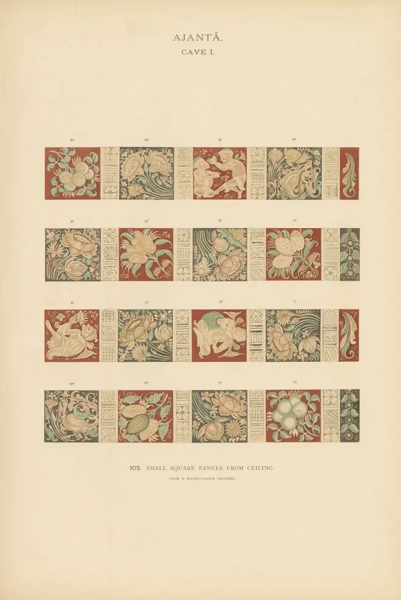 The paintings in the Buddhist cave-temples of Ajantâ, Khandesh, India Pl.102 av John Griffiths