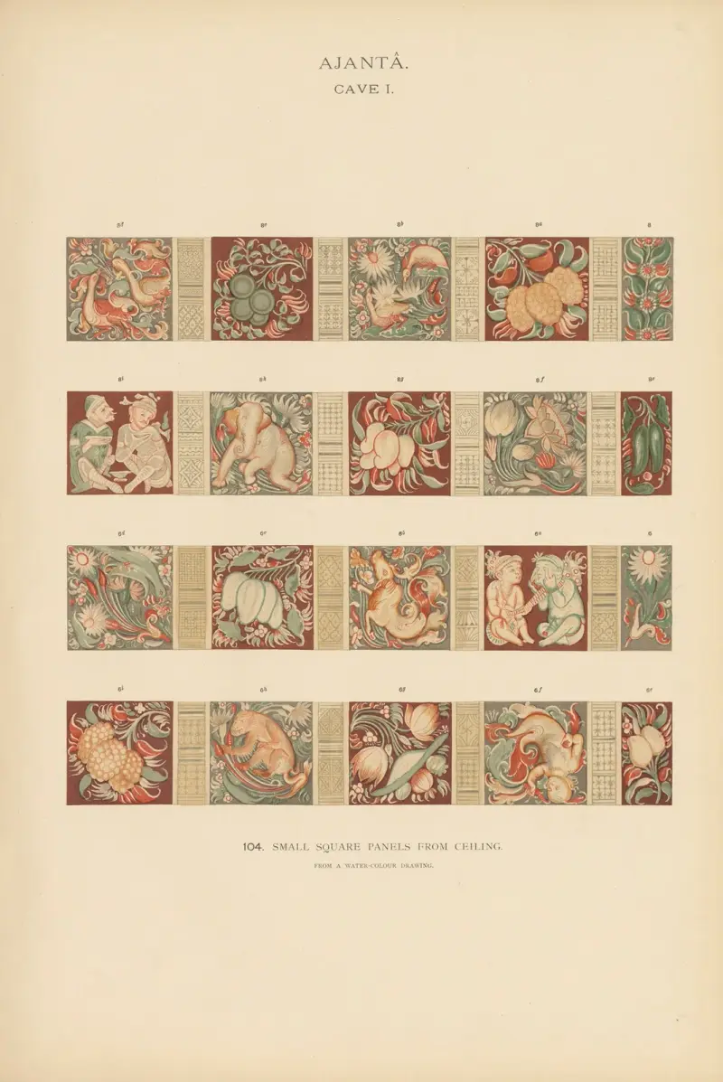 Die Wandmalereien in den buddhistischen Höhlentempeln von Ajantâ, Khandesh, Indien Taf. 103 von John Griffiths
