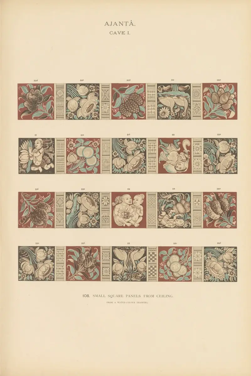 The paintings in the Buddhist cave-temples of Ajantâ, Khandesh, India Pl.107 av John Griffiths