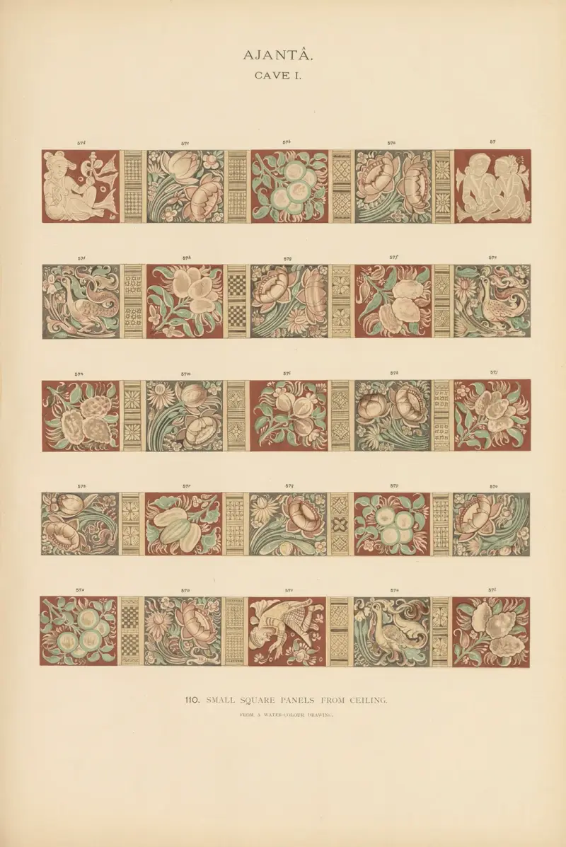 Die Wandmalereien in den buddhistischen Höhlentempeln von Ajantâ, Khandesh, Indien, Taf. 109 von John Griffiths