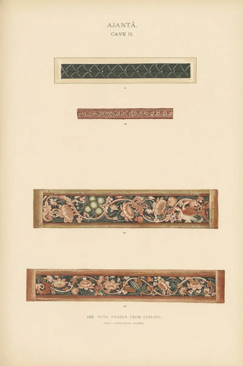 Die Wandmalereien in den buddhistischen Höhlentempeln von Ajanta, Khandesh, Indien, Tafel 129 von John Griffiths