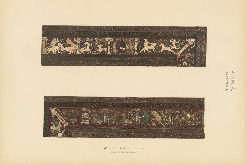 Die Malereien in den buddhistischen Höhlentempeln von Ajantâ, Khandesh, Indien Taf. 141 von John Griffiths