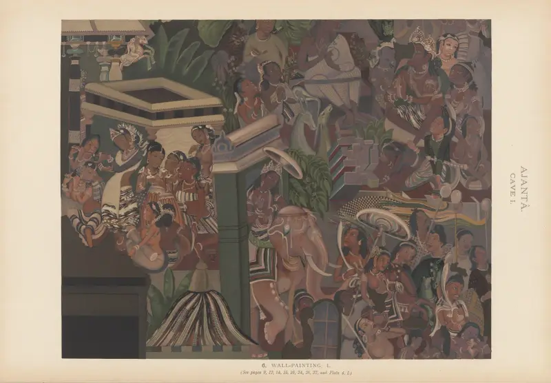The paintings in the Buddhist cave-temples of Ajantâ, Khandesh, India Pl.005 av John Griffiths