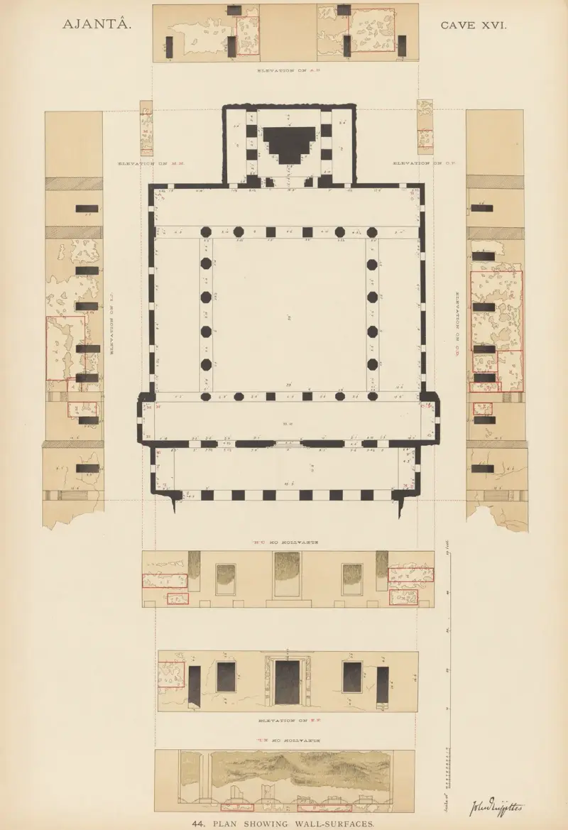 The paintings in the Buddhist cave-temples of Ajantâ, Khandesh, India Pl.043 av John Griffiths