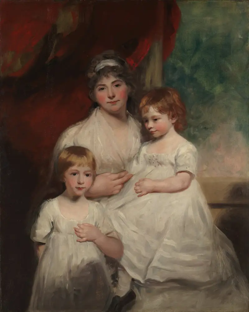 Mrs. John Garden (Ann Garden, 1769–1842) and Her Children, John (1796–1854) and Ann Margaret (born 1793) av John Hoppner