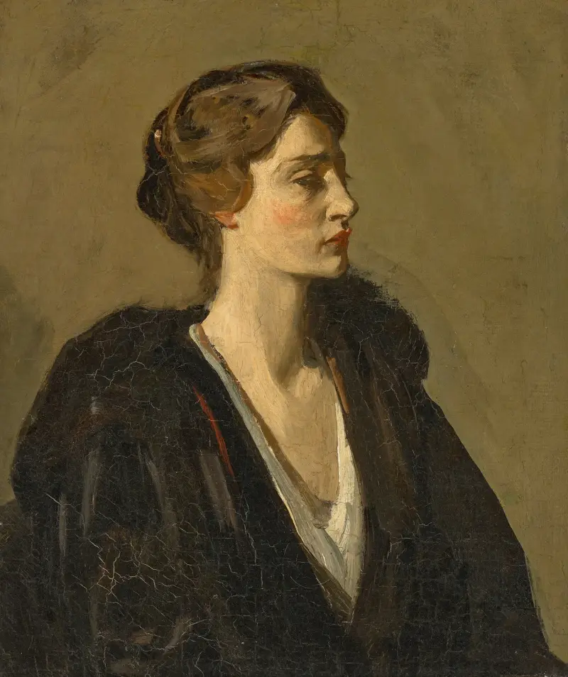 Dame in Schwarz (Lady Gwendeline Spencer-Churchill) von Sir John Lavery