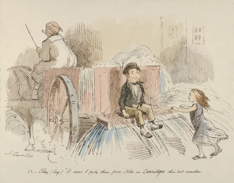Boy (loq.) O don’t I pity them poor Nobs in Carriages this hot weather av John Leech
