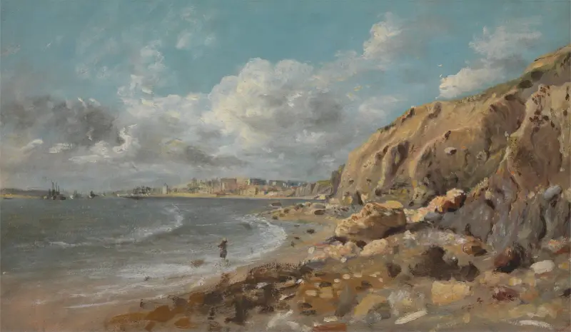 Kustvy vid Cullercoats nära Whitley Bay av John Linnell