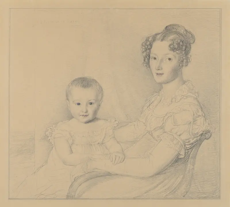 Porträtt av mor och barn av John Linnell