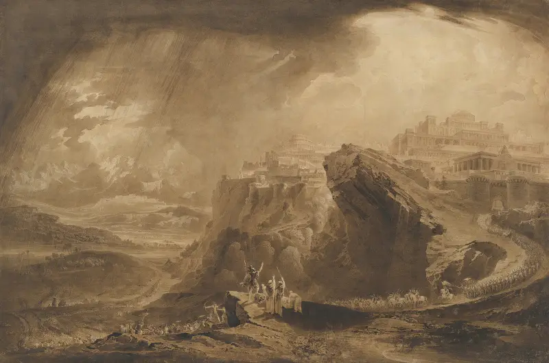 Josua befaller solen att stå stilla över Gibeon av John Martin