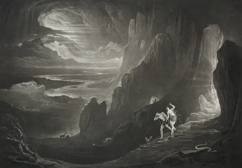 Paradise Lost; Adam and Eve Driven out of Paradise av John Martin