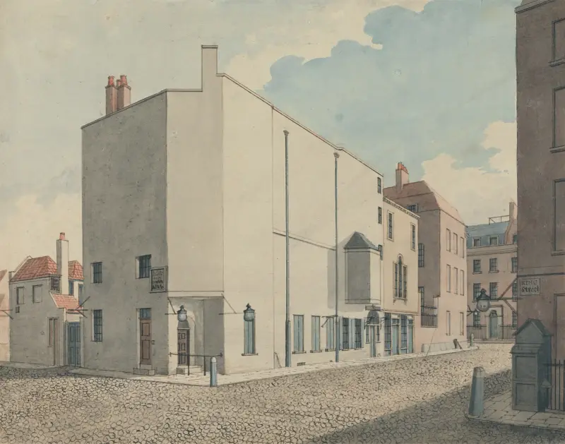 Argyll Concert Rooms, Regent Street, London: Perspective av John Nash