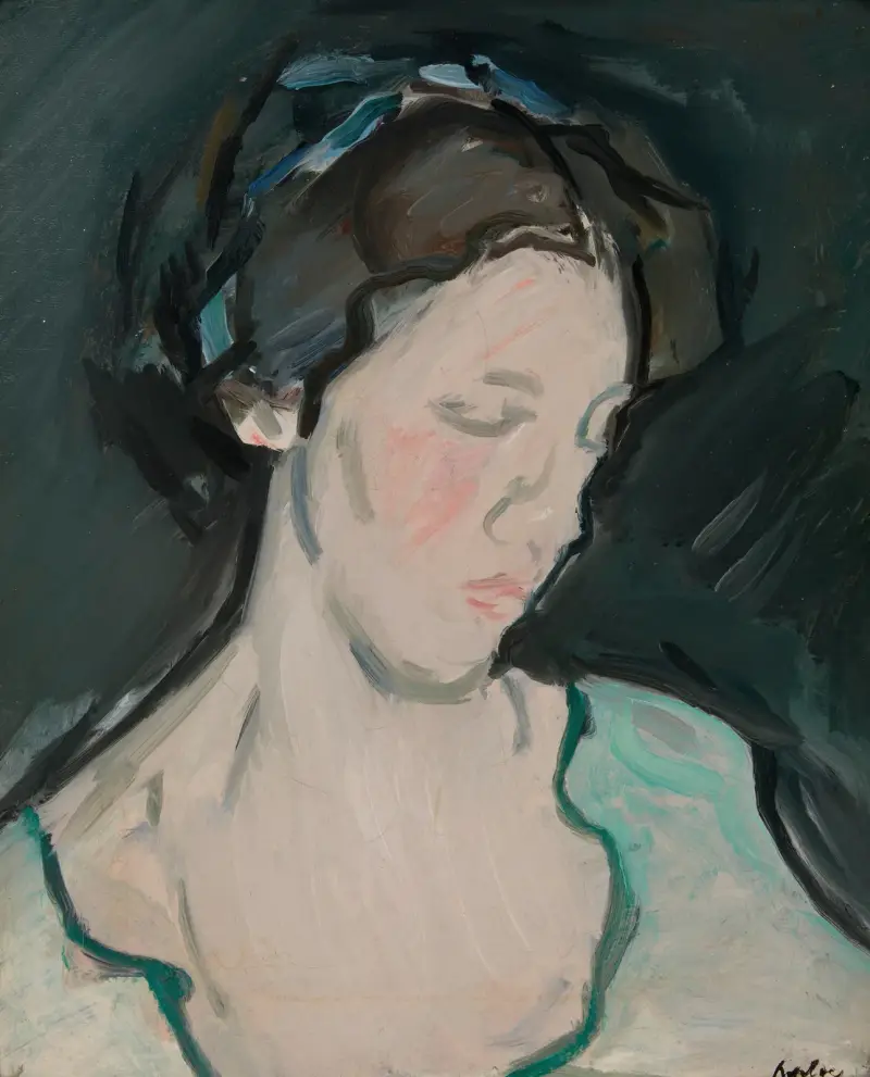 Porträtt av en ung kvinna, förmodligen Peggy MacRae av Samuel John Peploe