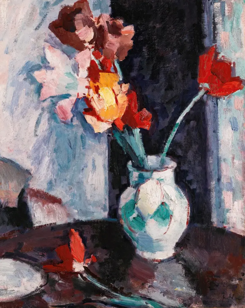 Tulips In A White Vase av Samuel John Peploe